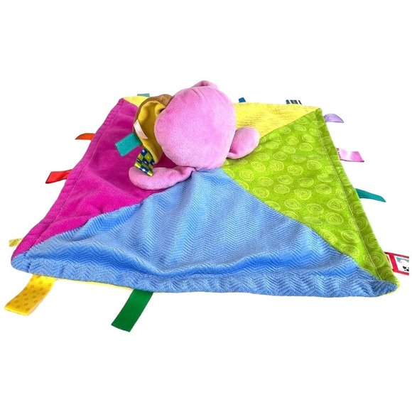 Taggies Bunny Rabbit Lovey Patchkin Pals Pink Plush Security Blanket Toy Sensory - Picture 6 of 13